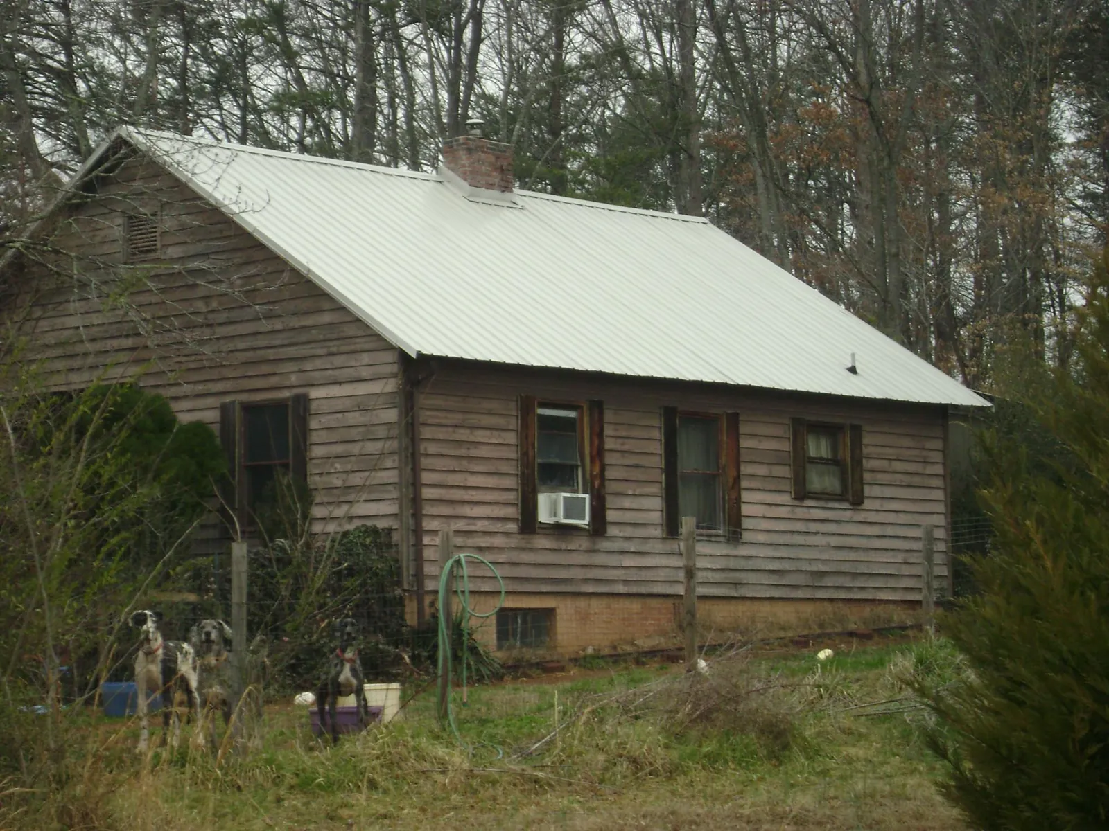 White metal roof on an old wood sided farmhouse, from a Metal Roof Installation job in Novi